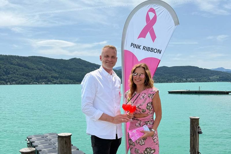 Multi-Gastronom Franz Huditz & die Pink-Ribbon-Botschafterin Bettina Weniger-Assinger.