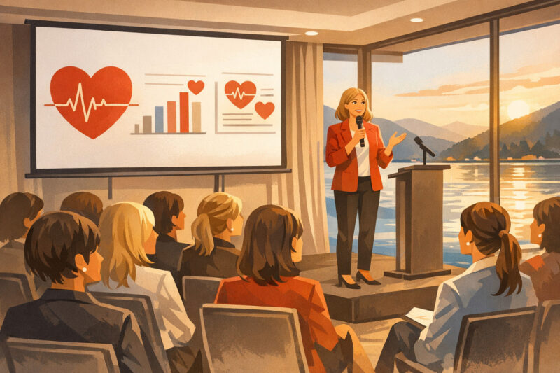 Unternehmerinnen bei einer Abendveranstaltung zur Herzgesundheit in Velden