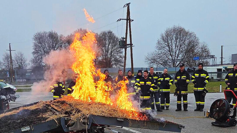 Realitätsnahes Training für den Ernstfall: Kärntner Feuerwehrleute absolvieren eine praxisnahe Schulung auf der Waldbrandübungsanlage in Klagenfurt.